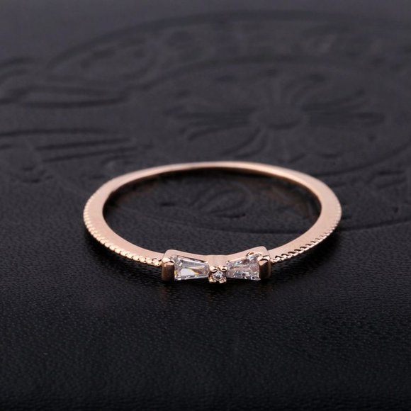 NEW Diamond Bowtie Rose Gold Ring - Picture 3 of 6